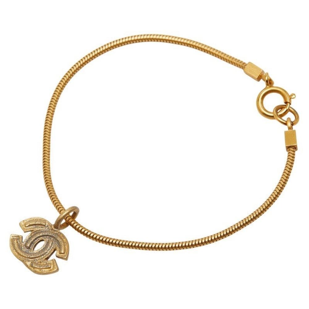 Chanel CC Logo Gold Plated Bracelet